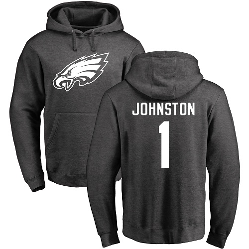 Men Philadelphia Eagles 1 Cameron Johnston Ash One Color NFL Pullover Hoodie Sweatshirts